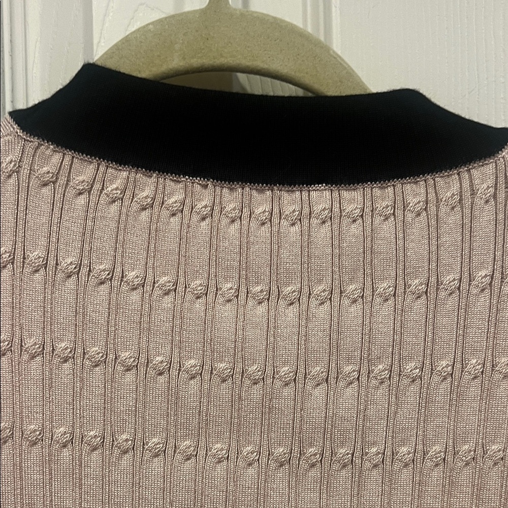 Adrianna Papell tan Cardigan with Black and gold Accents - Picture 9 of 10